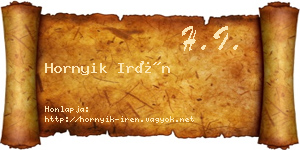 Hornyik Irén névjegykártya